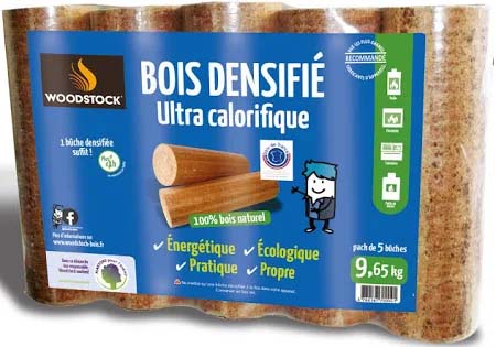 Pack de 5 bûches Bois Densifié Woodstock®